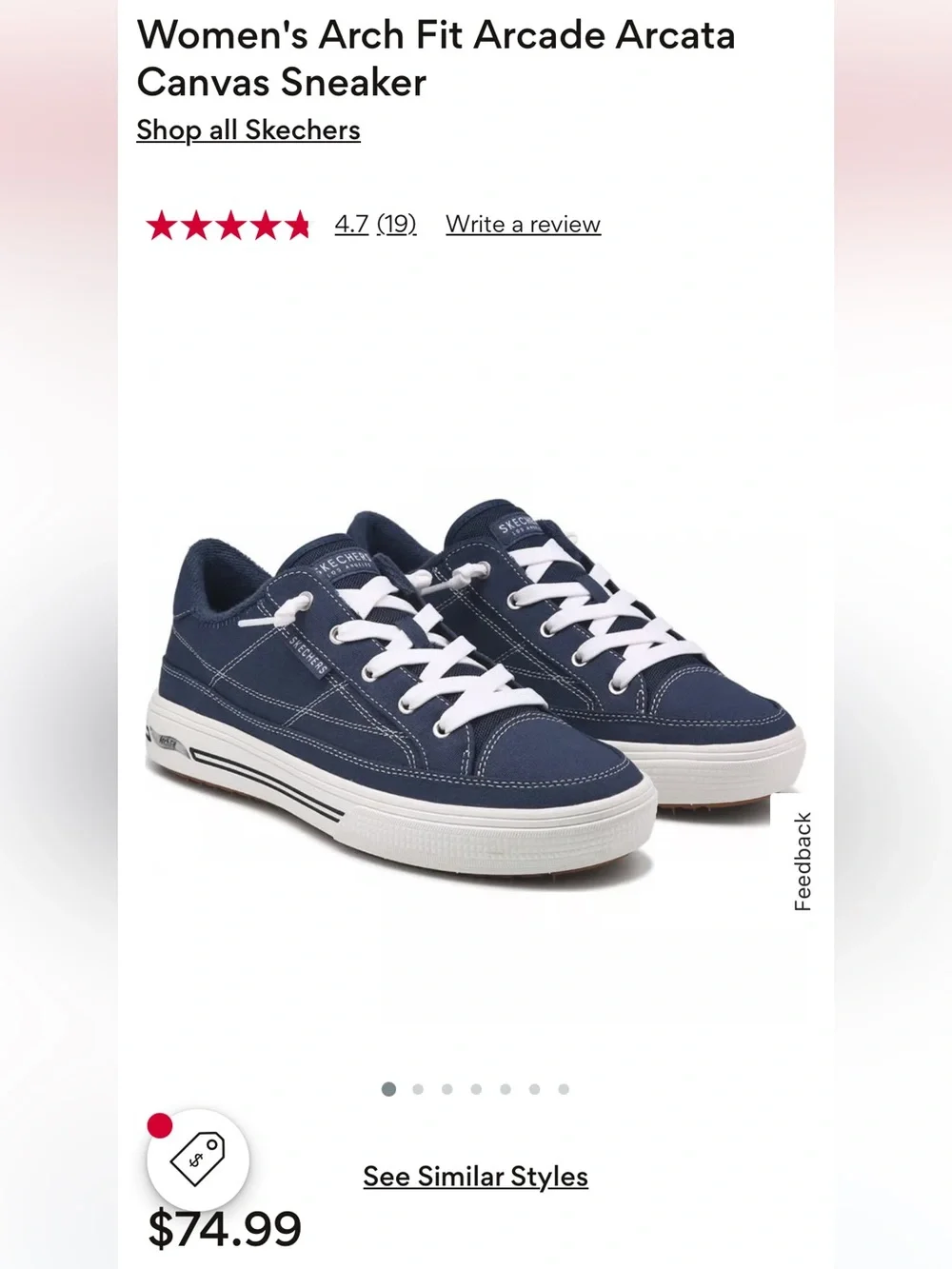 Women's Arch Fit Arcade Arcata Canvas Sneaker, NWT!! - Picture 1 of 11